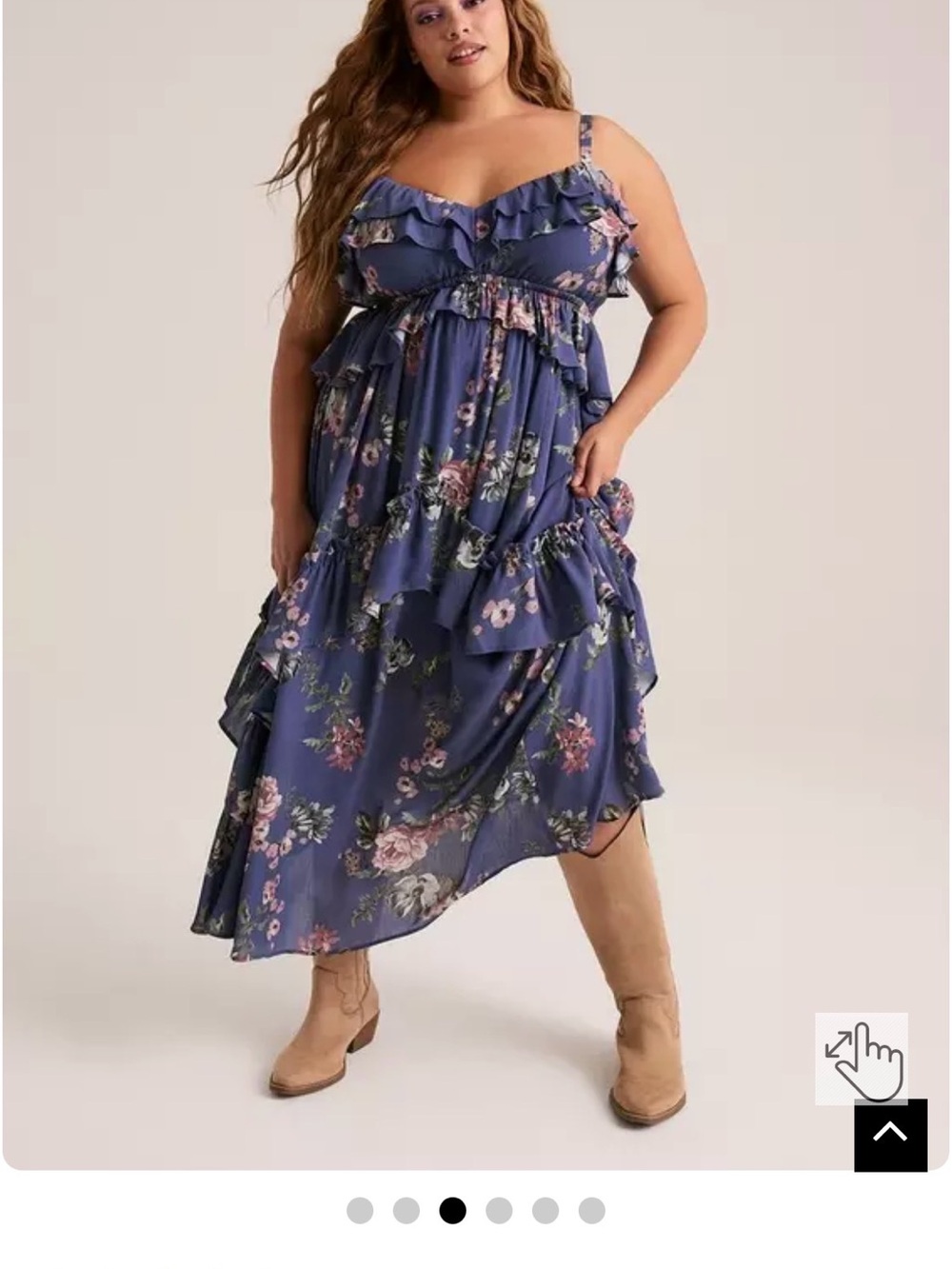 torrid Floral Ruffled Maxi Dress Divine Diana Floral Navy NWOT SIZE 00 /Fit14-16 - Picture 3 of 12